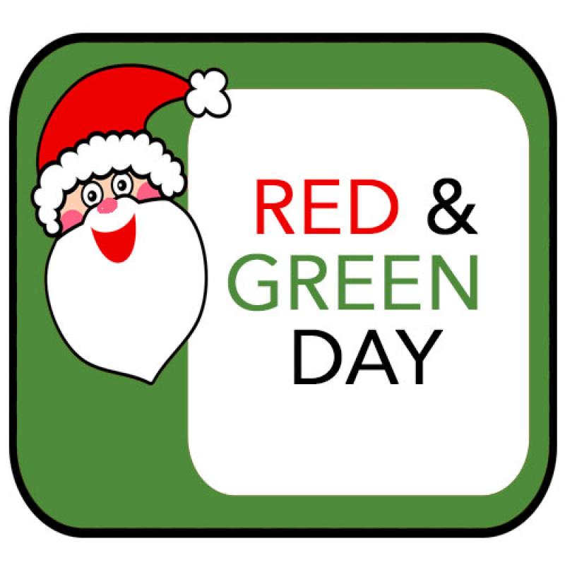 santa face red and green day link