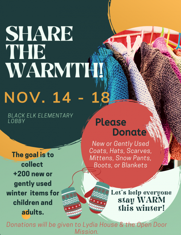 mittens scarves on flier for Share the Warmth Winter campaign