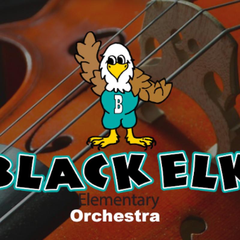 Black Elk eagle mascot on stringed instrument