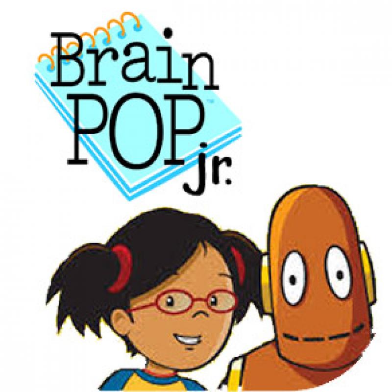 girl and robot with BrainPop Jr.logo