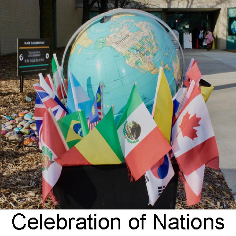 globe with nation flags link to photos