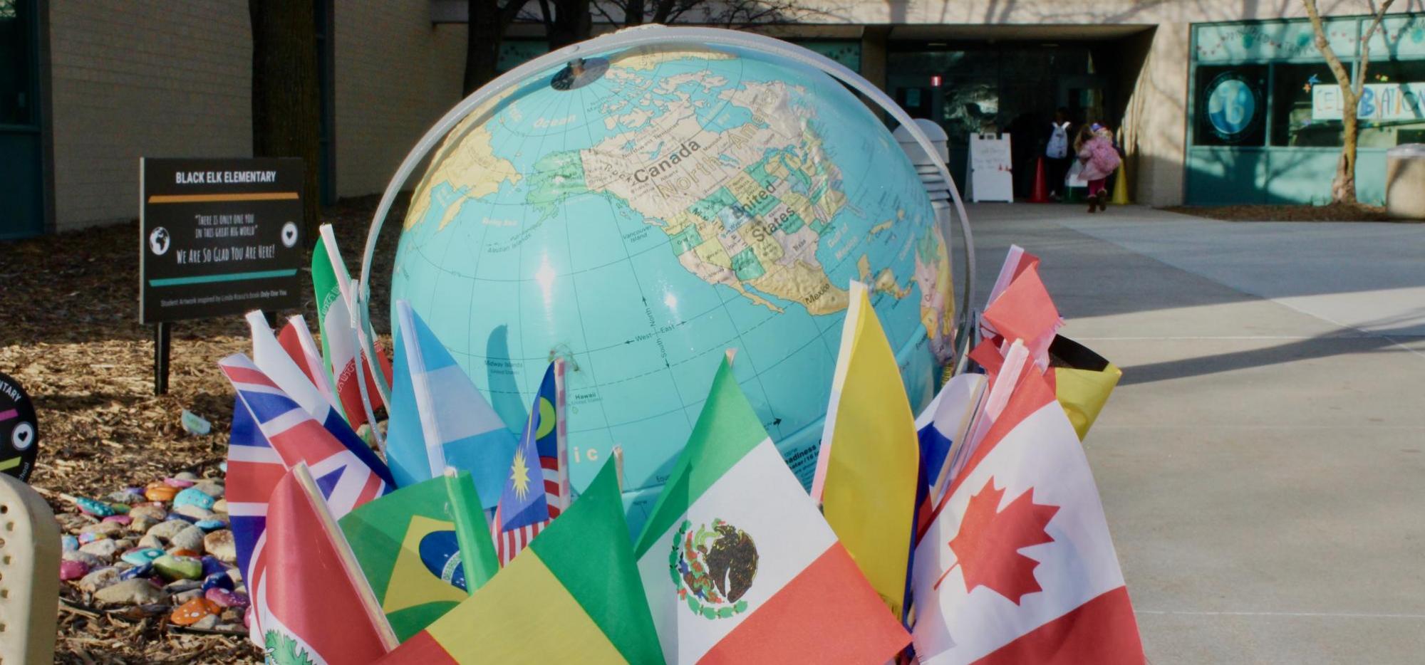 globe with nation flags