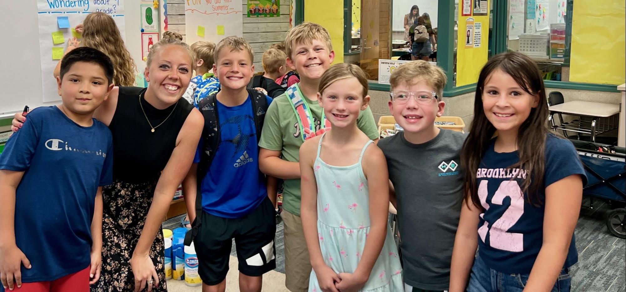 kids with teacher